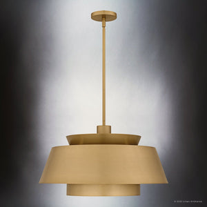 Urban Ambiance - Pendant - UQL6222 Contemporary Indoor Pendant, 14.00''H x 24.00''W x 24.00''Dep, Brushed Weathered Brass Finish, Murray Collection - 