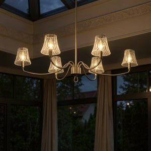 Urban Ambiance - Chandelier - UQL6236 Traditional Indoor Chandelier, 12.00''H x 44.00''W x 26.25''Dep, Brushed Nickel Finish, Parker Collection - 