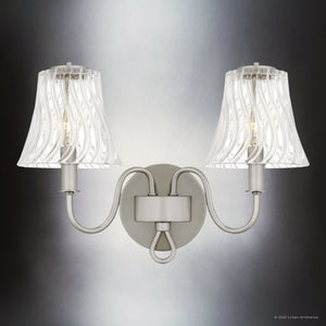 Urban Ambiance - Bath Light - UQL6238 Traditional Indoor Bath Light, 11.00''H x 15.50''W x 6.75''Dep, Brushed Nickel Finish, Parker Collection - 