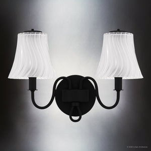 Urban Ambiance - Bath Light - UQL6239 Traditional Indoor Bath Light, 11.00''H x 15.50''W x 6.75''Dep, Matte Black Finish, Parker Collection - 