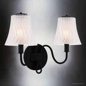 Urban Ambiance - Bath Light - UQL6239 Traditional Indoor Bath Light, 11.00''H x 15.50''W x 6.75''Dep, Matte Black Finish, Parker Collection - 