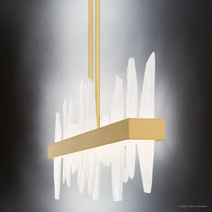 Urban Ambiance - Chandelier - UQL6261 Modern Indoor Chandelier, 13.75''H x 42.00''W x 4.75''Dep, Soft Gold Finish, Salina Collection - 