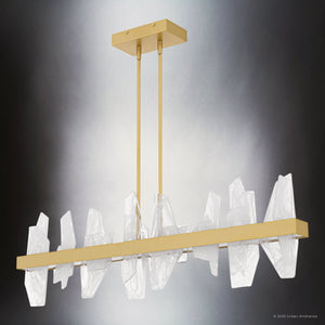 Urban Ambiance - Chandelier - UQL6261 Modern Indoor Chandelier, 13.75''H x 42.00''W x 4.75''Dep, Soft Gold Finish, Salina Collection - 