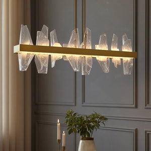 Urban Ambiance - Chandelier - UQL6261 Modern Indoor Chandelier, 13.75''H x 42.00''W x 4.75''Dep, Soft Gold Finish, Salina Collection - 