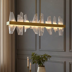 Urban Ambiance - Chandelier - UQL6261 Modern Indoor Chandelier, 13.75''H x 42.00''W x 4.75''Dep, Soft Gold Finish, Salina Collection - 