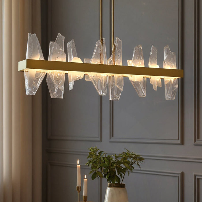 UQL6261 Modern Indoor Chandelier, 13.75''H x 42.00''W x 4.75''Dep, Soft Gold Finish, Salina Collection