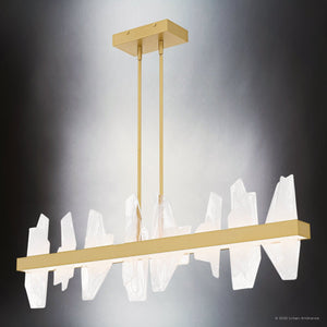 Urban Ambiance - Chandelier - UQL6261 Modern Indoor Chandelier, 13.75''H x 42.00''W x 4.75''Dep, Soft Gold Finish, Salina Collection - 