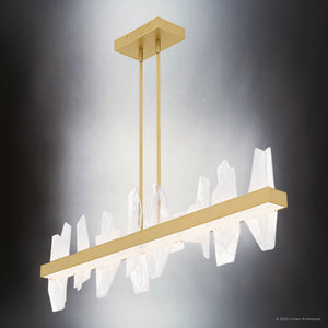 Urban Ambiance - Chandelier - UQL6261 Modern Indoor Chandelier, 13.75''H x 42.00''W x 4.75''Dep, Soft Gold Finish, Salina Collection - 