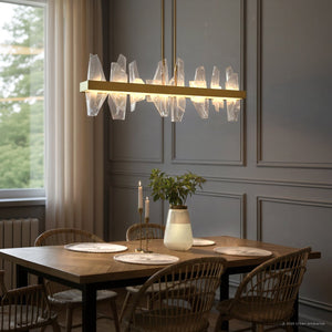 Urban Ambiance - Chandelier - UQL6261 Modern Indoor Chandelier, 13.75''H x 42.00''W x 4.75''Dep, Soft Gold Finish, Salina Collection - 