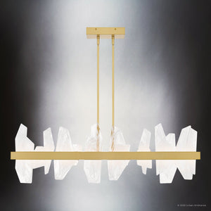 Urban Ambiance - Chandelier - UQL6261 Modern Indoor Chandelier, 13.75''H x 42.00''W x 4.75''Dep, Soft Gold Finish, Salina Collection - 