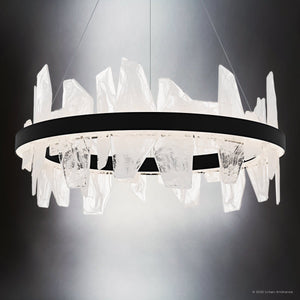 Urban Ambiance - Chandelier - UQL6262 Modern Indoor Chandelier, 13.75''H x 30.00''W x 30.00''Dep, Matte Black Finish, Salina Collection - 