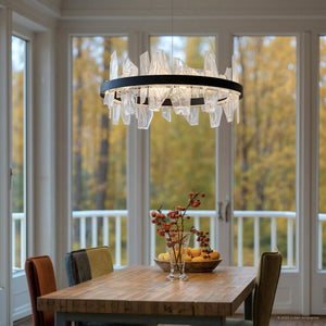 Urban Ambiance - Chandelier - UQL6262 Modern Indoor Chandelier, 13.75''H x 30.00''W x 30.00''Dep, Matte Black Finish, Salina Collection - 