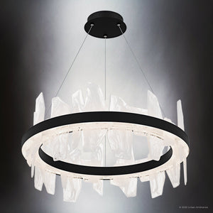 Urban Ambiance - Chandelier - UQL6262 Modern Indoor Chandelier, 13.75''H x 30.00''W x 30.00''Dep, Matte Black Finish, Salina Collection - 