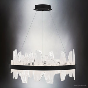 Urban Ambiance - Chandelier - UQL6262 Modern Indoor Chandelier, 13.75''H x 30.00''W x 30.00''Dep, Matte Black Finish, Salina Collection - 