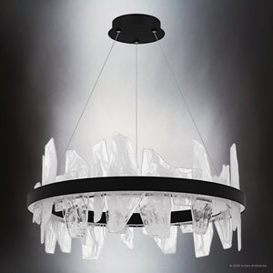 Urban Ambiance - Chandelier - UQL6262 Modern Indoor Chandelier, 13.75''H x 30.00''W x 30.00''Dep, Matte Black Finish, Salina Collection - 