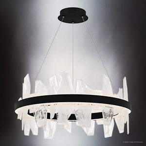 Urban Ambiance - Chandelier - UQL6262 Modern Indoor Chandelier, 13.75''H x 30.00''W x 30.00''Dep, Matte Black Finish, Salina Collection - 