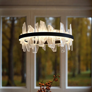 Urban Ambiance - Chandelier - UQL6262 Modern Indoor Chandelier, 13.75''H x 30.00''W x 30.00''Dep, Matte Black Finish, Salina Collection - 