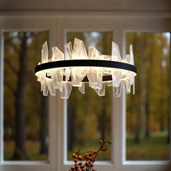 Urban Ambiance - Chandelier - UQL6262 Modern Indoor Chandelier, 13.75''H x 30.00''W x 30.00''Dep, Matte Black Finish, Salina Collection - 