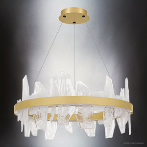Urban Ambiance - Chandelier - UQL6263 Modern Indoor Chandelier, 13.75''H x 30.00''W x 30.00''Dep, Soft Gold Finish, Salina Collection - 