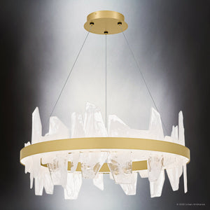 Urban Ambiance - Chandelier - UQL6263 Modern Indoor Chandelier, 13.75''H x 30.00''W x 30.00''Dep, Soft Gold Finish, Salina Collection - 