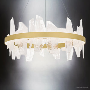Urban Ambiance - Chandelier - UQL6263 Modern Indoor Chandelier, 13.75''H x 30.00''W x 30.00''Dep, Soft Gold Finish, Salina Collection - 