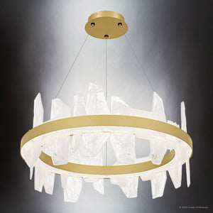 Urban Ambiance - Chandelier - UQL6263 Modern Indoor Chandelier, 13.75''H x 30.00''W x 30.00''Dep, Soft Gold Finish, Salina Collection - 