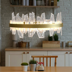 Urban Ambiance - Chandelier - UQL6263 Modern Indoor Chandelier, 13.75''H x 30.00''W x 30.00''Dep, Soft Gold Finish, Salina Collection - 