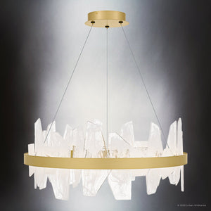 Urban Ambiance - Chandelier - UQL6263 Modern Indoor Chandelier, 13.75''H x 30.00''W x 30.00''Dep, Soft Gold Finish, Salina Collection - 