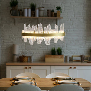 Urban Ambiance - Chandelier - UQL6263 Modern Indoor Chandelier, 13.75''H x 30.00''W x 30.00''Dep, Soft Gold Finish, Salina Collection - 