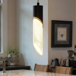 Urban Ambiance - Pendant - UQL6270 Luxe Industrial Indoor Pendant, 13.75''H x 2.50''W x 2.50''Dep, Matte Black Finish, Azusa Collection - 