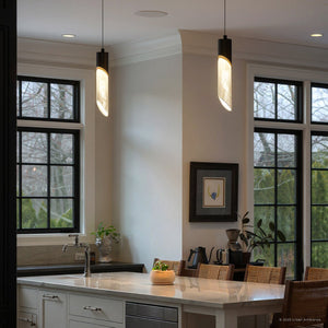 Urban Ambiance - Pendant - UQL6270 Luxe Industrial Indoor Pendant, 13.75''H x 2.50''W x 2.50''Dep, Matte Black Finish, Azusa Collection - 