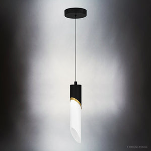 Urban Ambiance - Pendant - UQL6270 Luxe Industrial Indoor Pendant, 13.75''H x 2.50''W x 2.50''Dep, Matte Black Finish, Azusa Collection - 