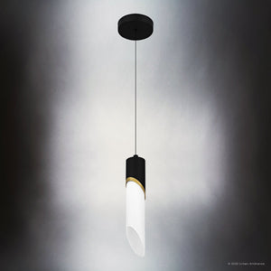 Urban Ambiance - Pendant - UQL6270 Luxe Industrial Indoor Pendant, 13.75''H x 2.50''W x 2.50''Dep, Matte Black Finish, Azusa Collection - 