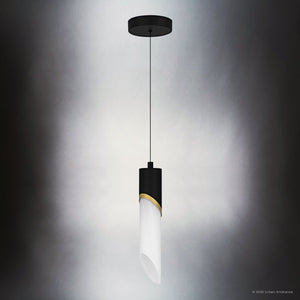Urban Ambiance - Pendant - UQL6270 Luxe Industrial Indoor Pendant, 13.75''H x 2.50''W x 2.50''Dep, Matte Black Finish, Azusa Collection - 