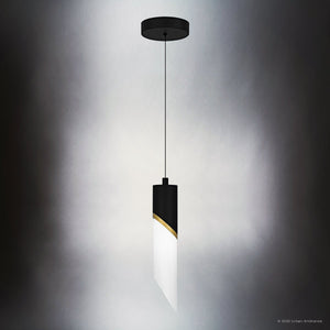 Urban Ambiance - Pendant - UQL6270 Luxe Industrial Indoor Pendant, 13.75''H x 2.50''W x 2.50''Dep, Matte Black Finish, Azusa Collection - 
