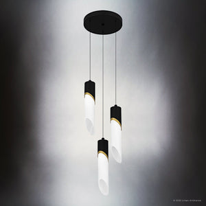 Urban Ambiance - Pendant - UQL6271 Luxe Industrial Indoor Pendant, 13.75''H x 10.00''W x 10.00''Dep, Matte Black Finish, Azusa Collection - 