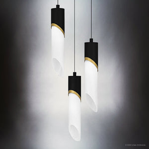Urban Ambiance - Pendant - UQL6271 Luxe Industrial Indoor Pendant, 13.75''H x 10.00''W x 10.00''Dep, Matte Black Finish, Azusa Collection - 