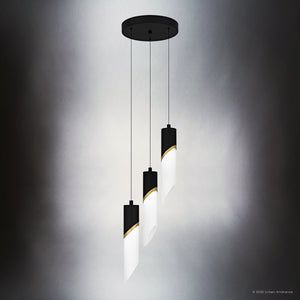 Urban Ambiance - Pendant - UQL6271 Luxe Industrial Indoor Pendant, 13.75''H x 10.00''W x 10.00''Dep, Matte Black Finish, Azusa Collection - 