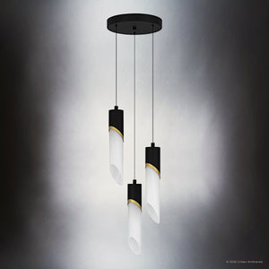 Urban Ambiance - Pendant - UQL6271 Luxe Industrial Indoor Pendant, 13.75''H x 10.00''W x 10.00''Dep, Matte Black Finish, Azusa Collection - 