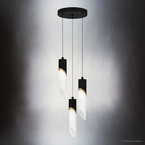 Urban Ambiance - Pendant - UQL6271 Luxe Industrial Indoor Pendant, 13.75''H x 10.00''W x 10.00''Dep, Matte Black Finish, Azusa Collection - 