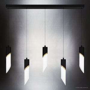 Urban Ambiance - Chandelier - UQL6272 Luxe Industrial Indoor Chandelier, 13.75''H x 40.00''W x 2.50''Dep, Matte Black Finish, Azusa Collection - 