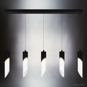 Urban Ambiance - Chandelier - UQL6272 Luxe Industrial Indoor Chandelier, 13.75''H x 40.00''W x 2.50''Dep, Matte Black Finish, Azusa Collection - 