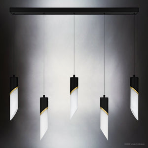 Urban Ambiance - Chandelier - UQL6272 Luxe Industrial Indoor Chandelier, 13.75''H x 40.00''W x 2.50''Dep, Matte Black Finish, Azusa Collection - 