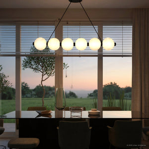 Urban Ambiance - Chandelier - UQL6280 Scandinavian Indoor Chandelier, 6.50''H x 43.50''W x 6.50''Dep, Matte Black Finish, Leesburg Collection - 