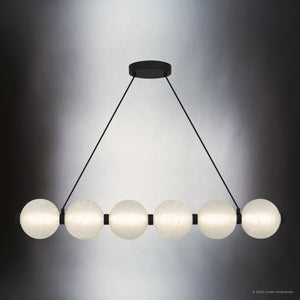 Urban Ambiance - Chandelier - UQL6280 Scandinavian Indoor Chandelier, 6.50''H x 43.50''W x 6.50''Dep, Matte Black Finish, Leesburg Collection - 