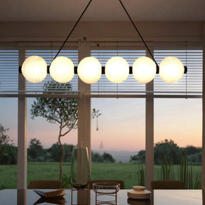 Urban Ambiance - Chandelier - UQL6280 Scandinavian Indoor Chandelier, 6.50''H x 43.50''W x 6.50''Dep, Matte Black Finish, Leesburg Collection - 