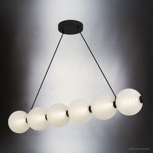 Urban Ambiance - Chandelier - UQL6280 Scandinavian Indoor Chandelier, 6.50''H x 43.50''W x 6.50''Dep, Matte Black Finish, Leesburg Collection - 