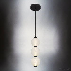 Urban Ambiance - Pendant - UQL6281 Scandinavian Indoor Pendant, 17.75''H x 5.25''W x 5.25''Dep, Matte Black Finish, Leesburg Collection - 