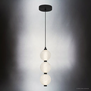 Urban Ambiance - Pendant - UQL6281 Scandinavian Indoor Pendant, 17.75''H x 5.25''W x 5.25''Dep, Matte Black Finish, Leesburg Collection - 