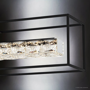 Urban Ambiance - Chandelier - UQL6290 Glam Indoor Chandelier, 10.25''H x 48.00''W x 9.25''Dep, Matte Black Finish, Menden Collection - 